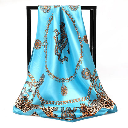 Square Silk Scarves Women 90*90cm Satin Hijab Scarf Muslim