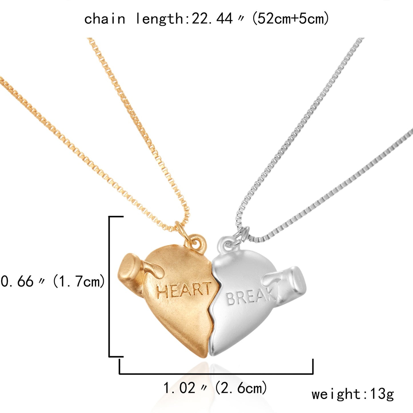 2Pcs Magnetic Couple Necklace Lovers Heart Distance Paired Pendant Projection Necklaces For Women Jewelry Valentine's Day Gift