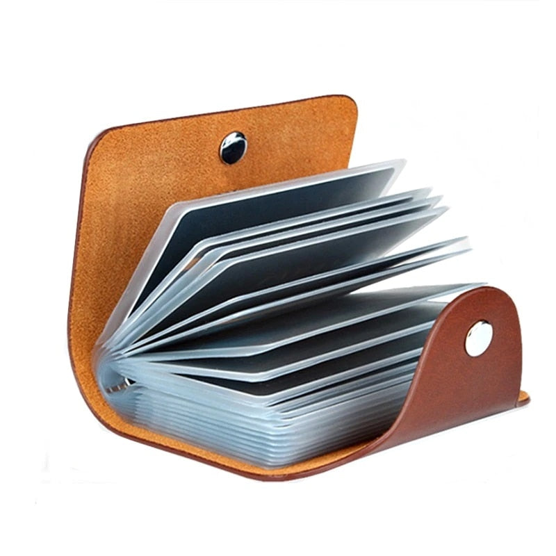 24 Slots Bits Card holder Bag simple solid color bag case women men credit id organizer leather card holder wallet