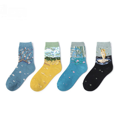 Personalized women's mid-length socks made of pure cotton