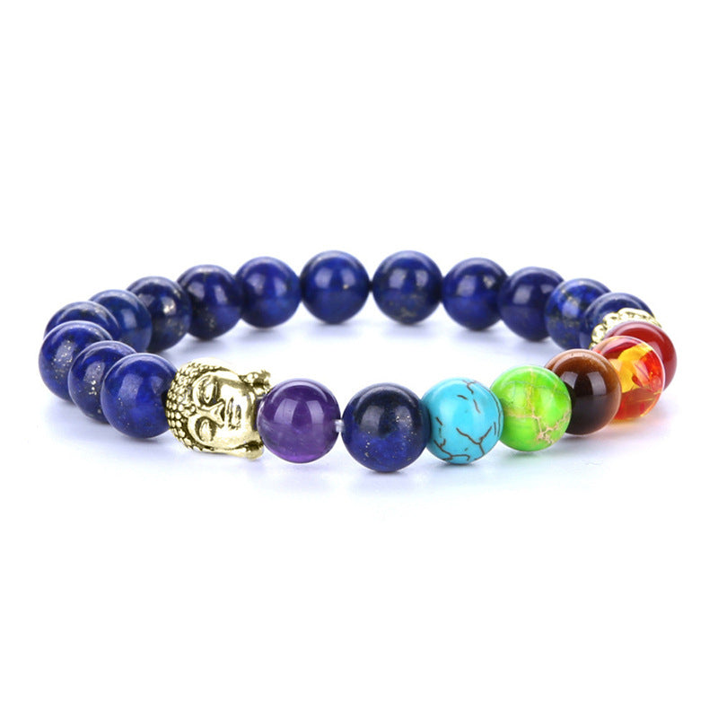 Natural Lava Stone Bracelet with 7 Colors Amethyst Tiger Eye