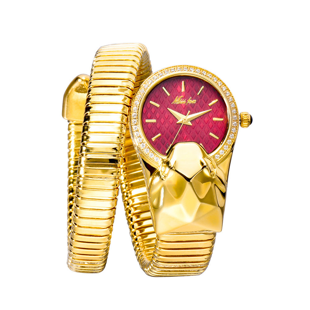 Diamond-studded snake watch in fashion trend for women