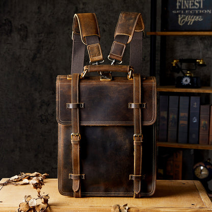First Layer Cowhide Backpack Casual Genuine Leather
