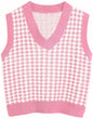 Houndstooth knitted vest