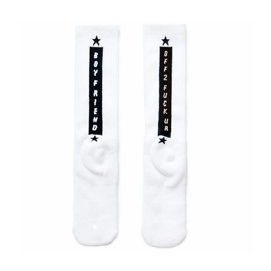 Extra thick fluffy loop sports socks black and white, personalized alphabet trendy sock