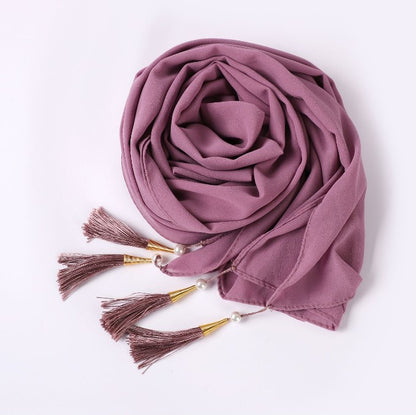 Hijab With Tassel At Four Corners