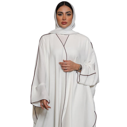 Frauen weiße Patchwork Plus Größe Frauen Abaya Robe
