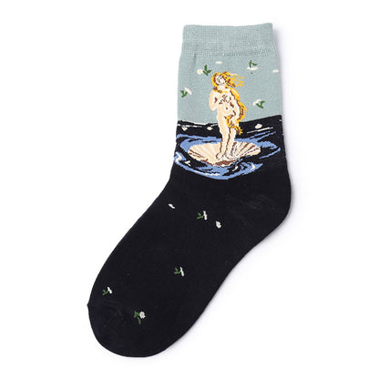 Personalized women's mid-length socks made of pure cotton