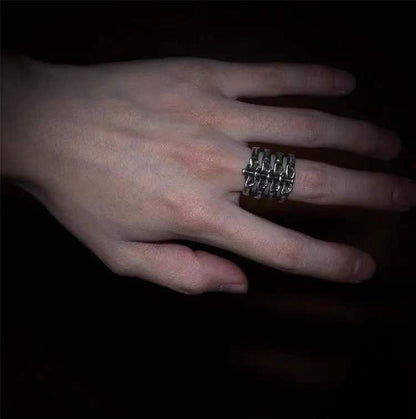 Creative Jewelry Fashion Rib Alloy Bone Ring Men