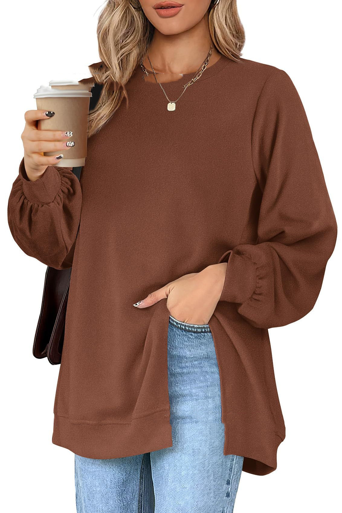 Women's sweater with side slit