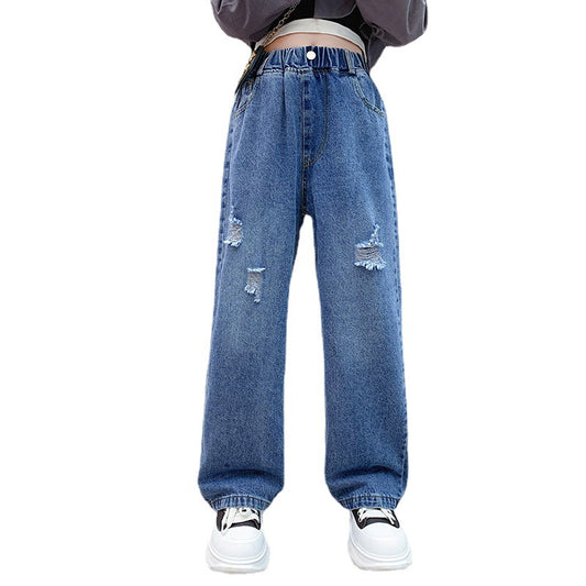Middle-aged children's loose wide-leg jeans