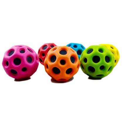 Hole ball soft bouncy ball anti-fall moon shape porous bouncy ball children's toy for indoor and outdoor ergonomic design