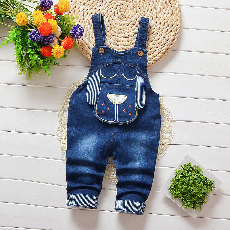 Children's bib jeans for boys and girls