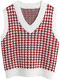 Houndstooth knitted vest