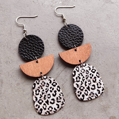 Fashion simple geometric cowhide earrings