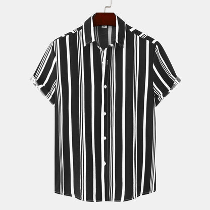Casual striped printed short sleeve shirt for men