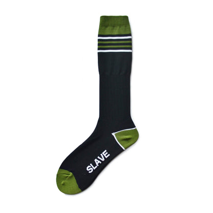 Striped high-tube nylon soccer socks for athletic durability