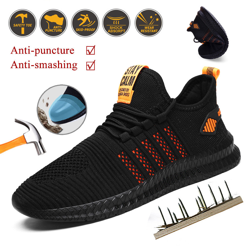 Work Safety Shoes Breathable Anti-puncture Sneakers Men Air Cushion Indestructible Steel Toe Shoes