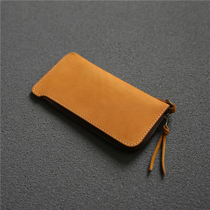 Leather wallet with belt and zipper