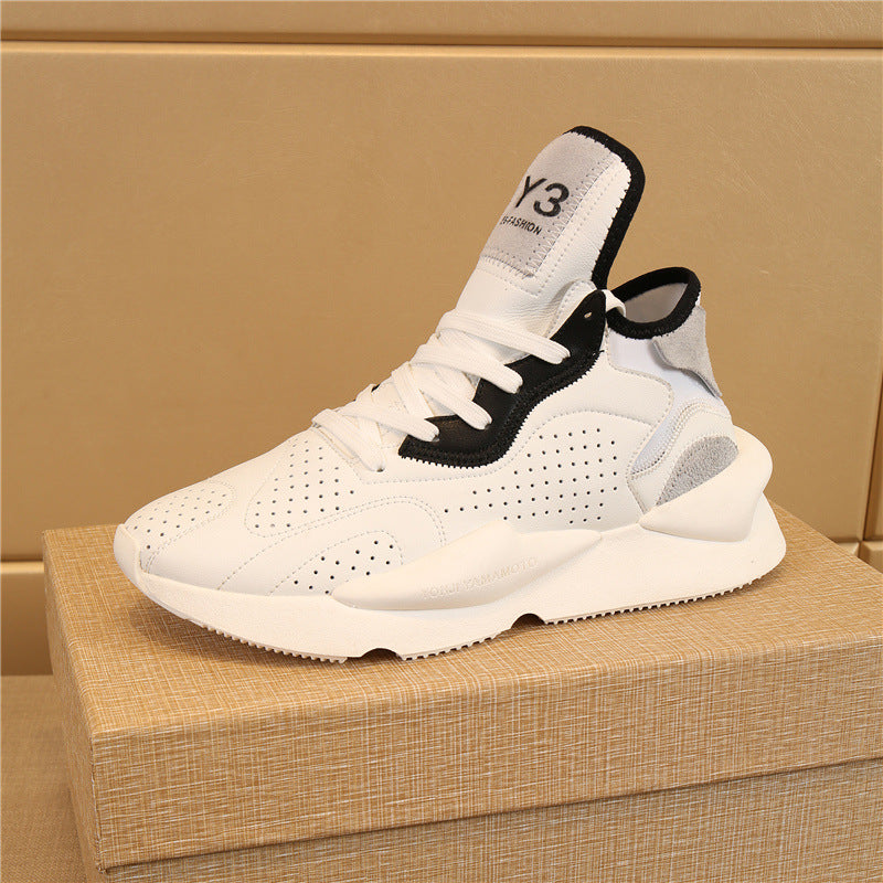 Fashionable casual leather running sneakers for men