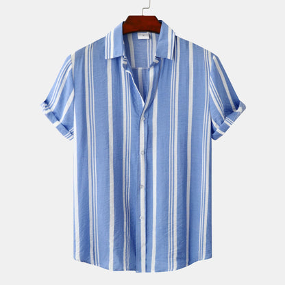 Casual striped printed short sleeve shirt for men