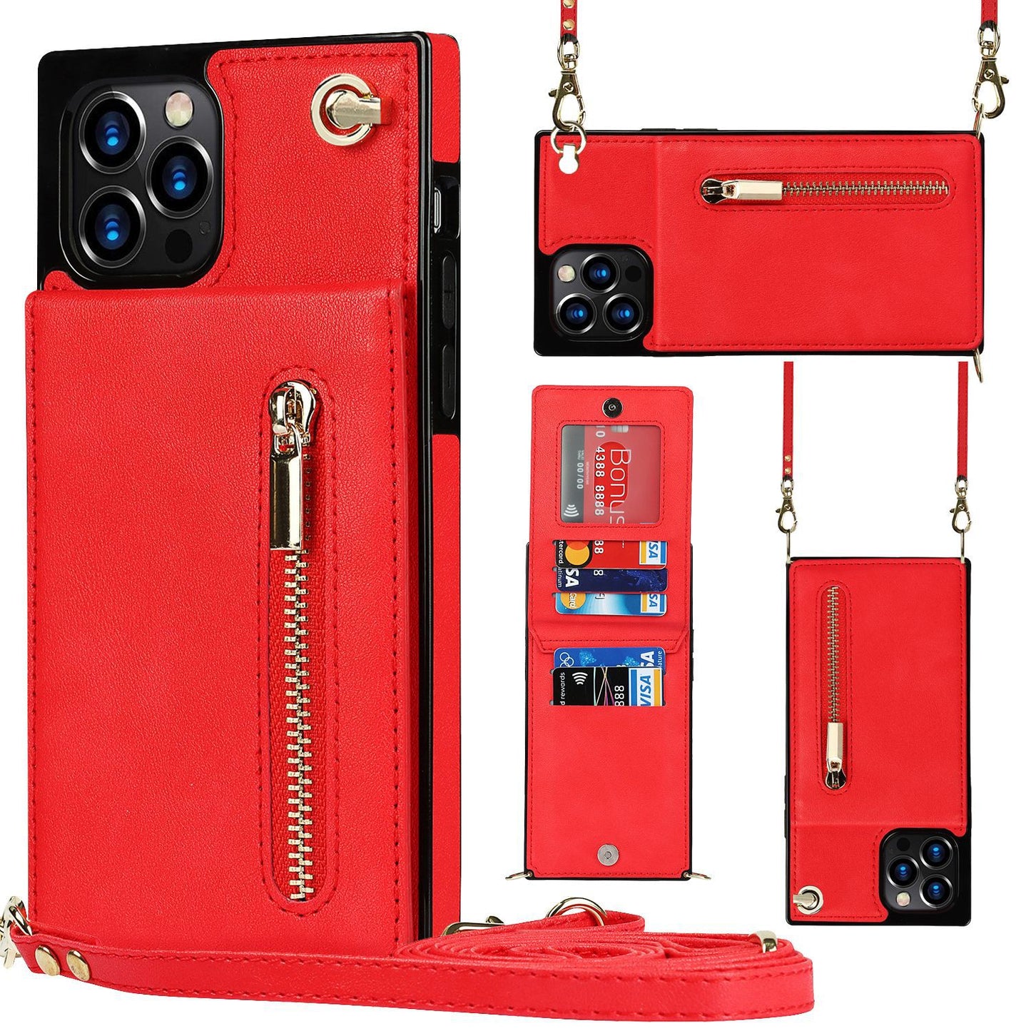 Mobile phone pocket with zipper for hanging