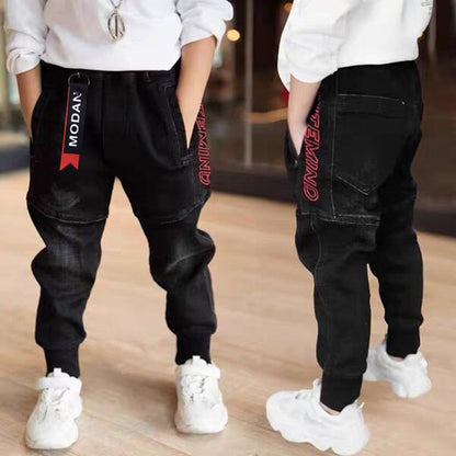 Children's black jeans single pants spring and autumn boys pants