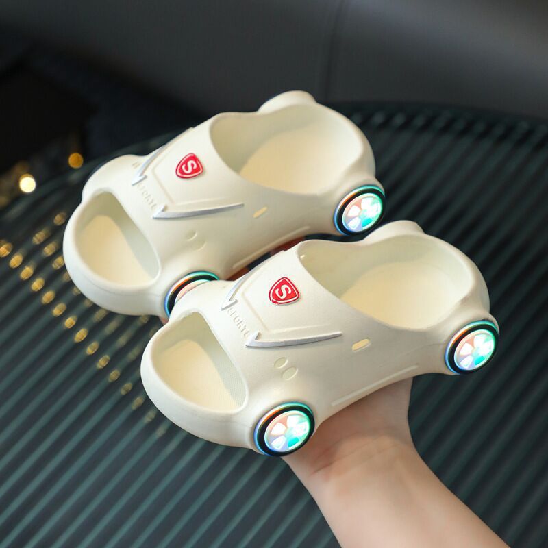 Children Luminous Slippers Cartoon Car Sandals Kids Sandals Anti Slip Boys Girls Luminous Slippers Summer Beach Shoes