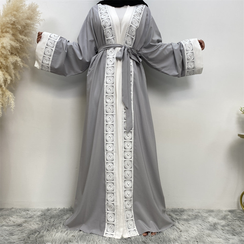 Fashionable patchwork lace Muslim robe for women