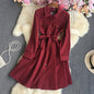 Women's fashion temperament long sleeve shirt dress