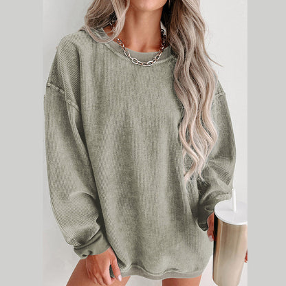 Oversized solid color sweater thread European and American casual style