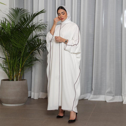 Frauen weiße Patchwork Plus Größe Frauen Abaya Robe