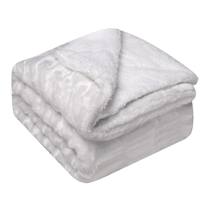 Thickened flannel lambswool composite double blanket leisure blanket gift blanket