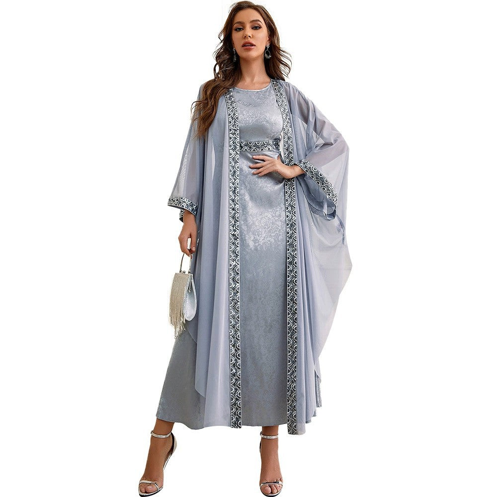 Herbst Muslimischen Neue Nahen Osten Dubai Arab Abaya Stickerei Set Weibliche Seite