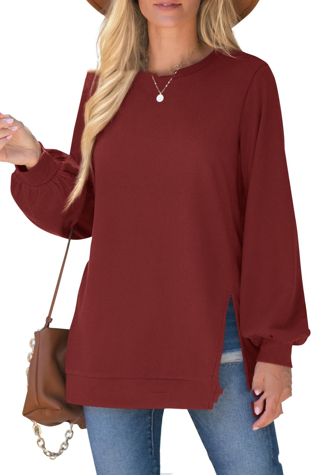 Damen-Pullover mit seitlichem Schlitz