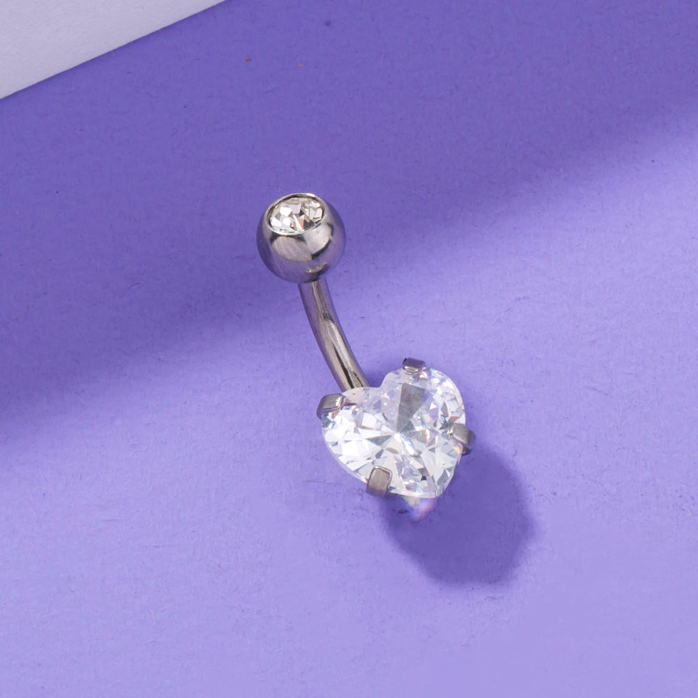 Stainless steel heart navel nail human body piercing jewelry woman