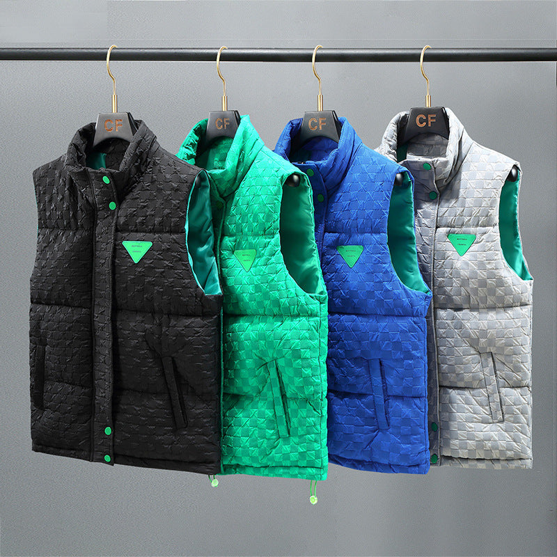 Embroidered Cotton Vest Men Winter Men New Stand Collar Cotton Vest Cotton Workwear