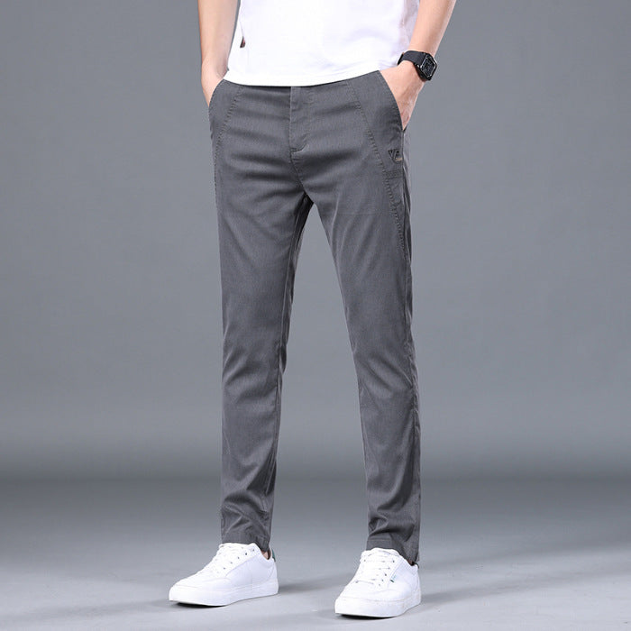 Straight cut Tencel trousers for men with a slim fit