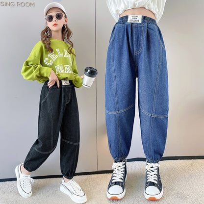 Girls harem pants fashionable children casual jeans for big children foreign clothing