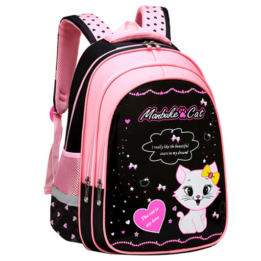 Children's school backpack with cute cat pattern