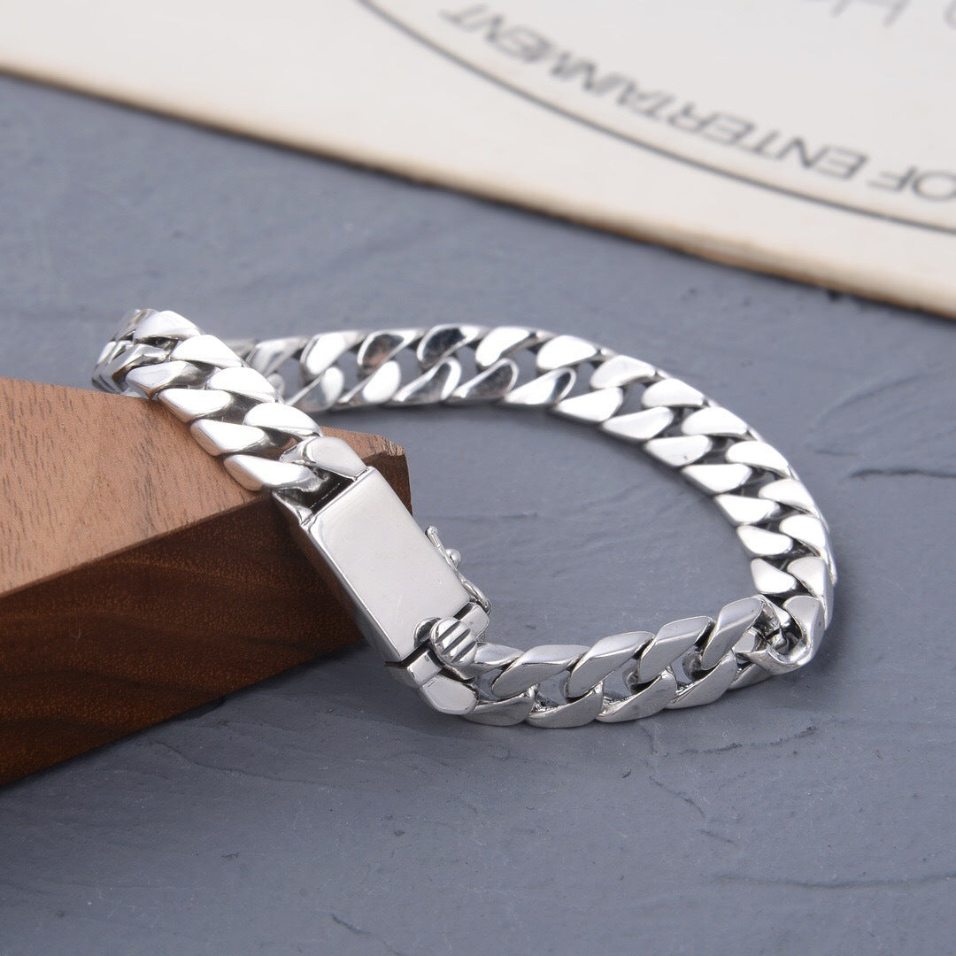 S925 Silber glänzendes personalisiertes Armband für Männer und Frauen im gleichen einfachen Stil