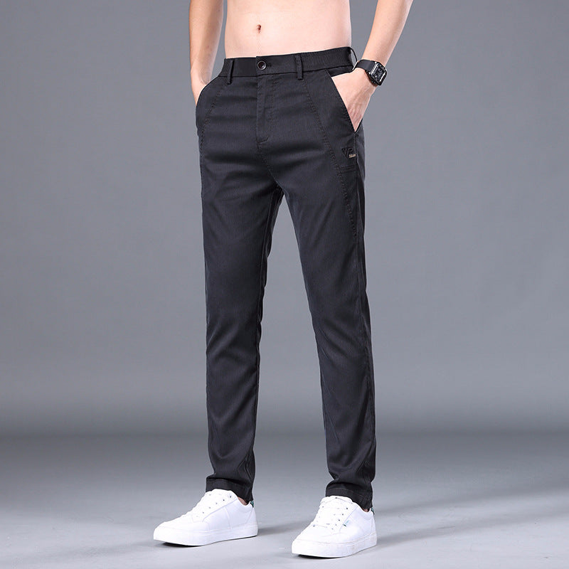 Straight cut Tencel trousers for men with a slim fit