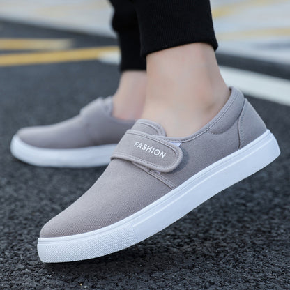 Men's canvas flat shoes casual sneakers with velcro