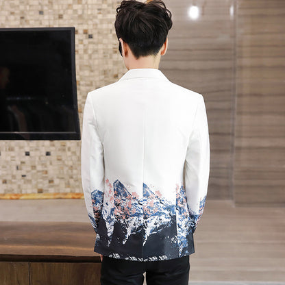 Men's fashion casual slim with floral pattern