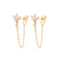 Earrings with integrated zircon butterfly and diamond inlay