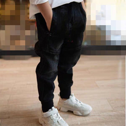 Children's black jeans single pants spring and autumn boys pants