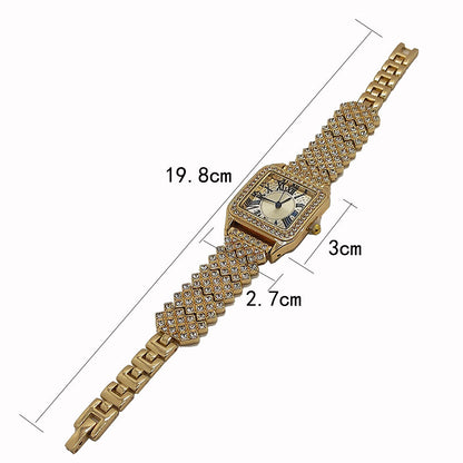 Bracelet set square full sky star full diamond ladies watch