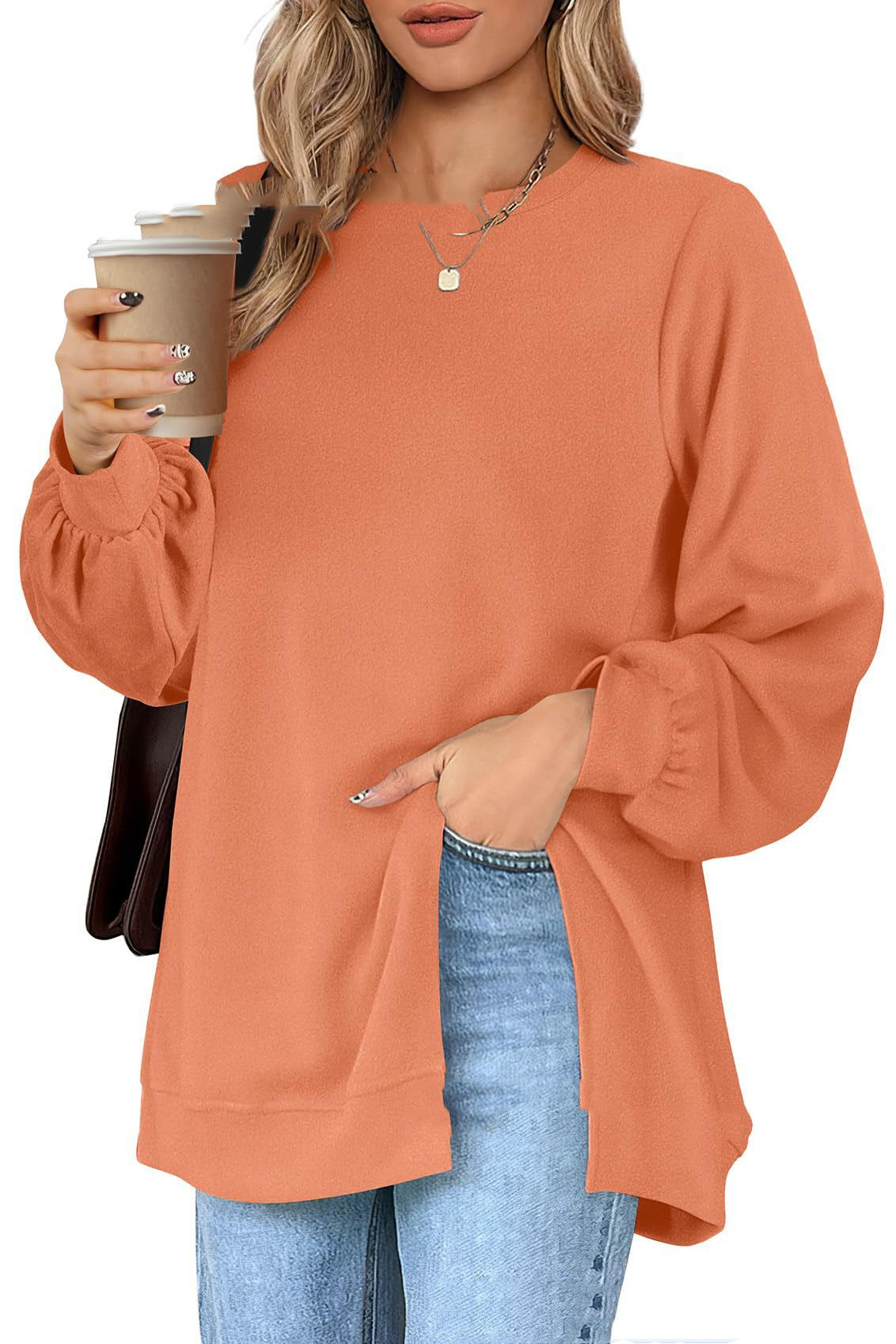 Women's sweater with side slit