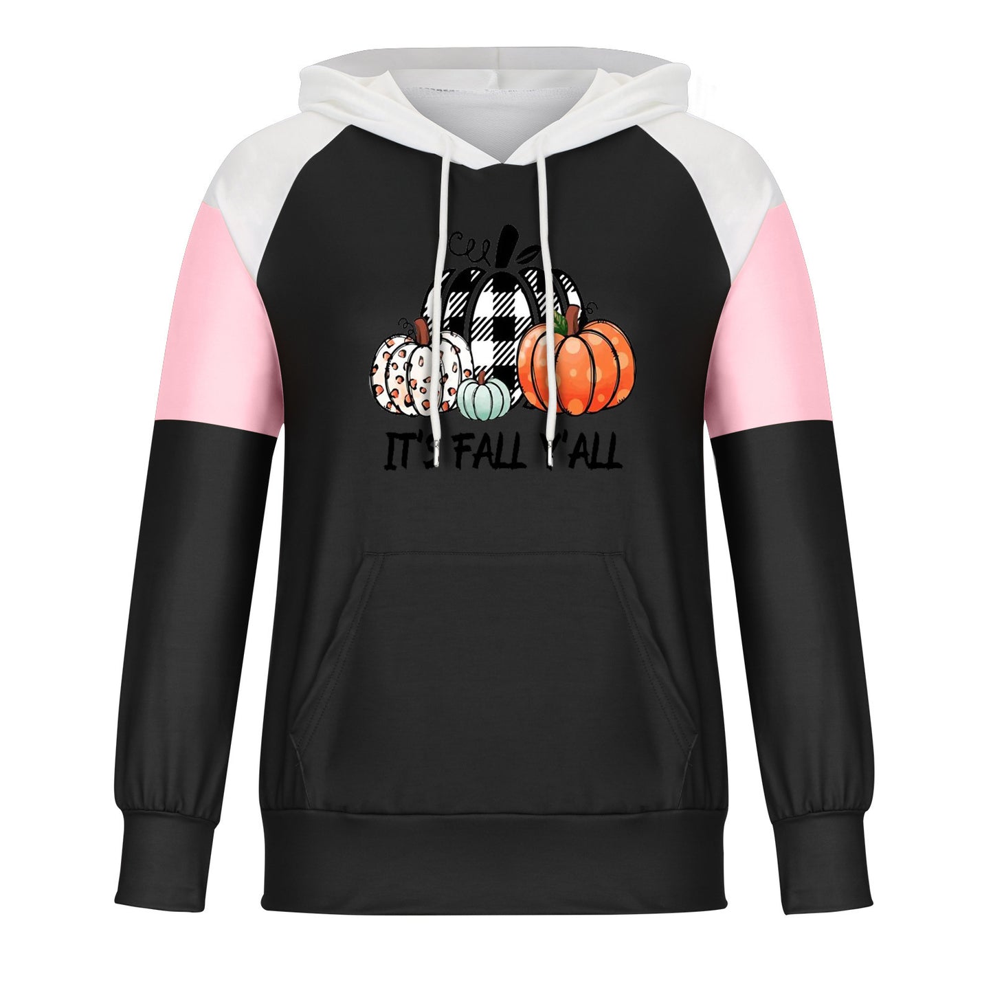 Loose casual digital print sweatshirt with hood and drawstring