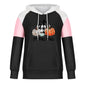 Loose casual digital print sweatshirt with hood and drawstring